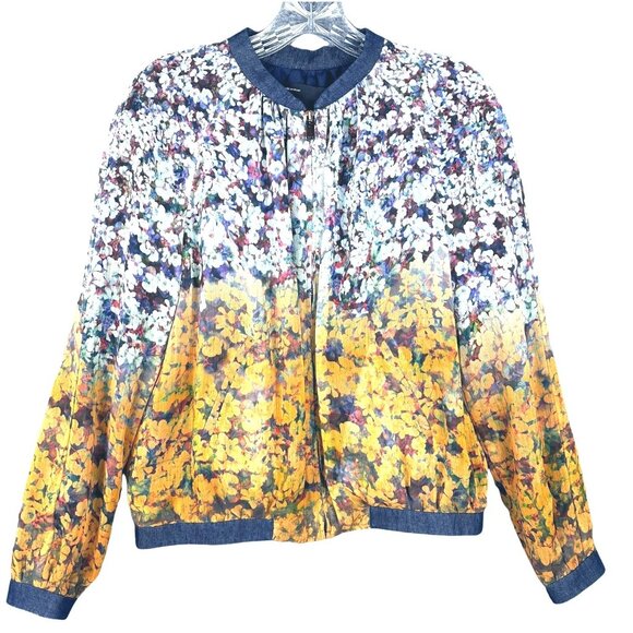 Zara Basic Womens Floral Bomber Jacket Small Bloomcore Cottage Girly Boho - Picture 1 of 12